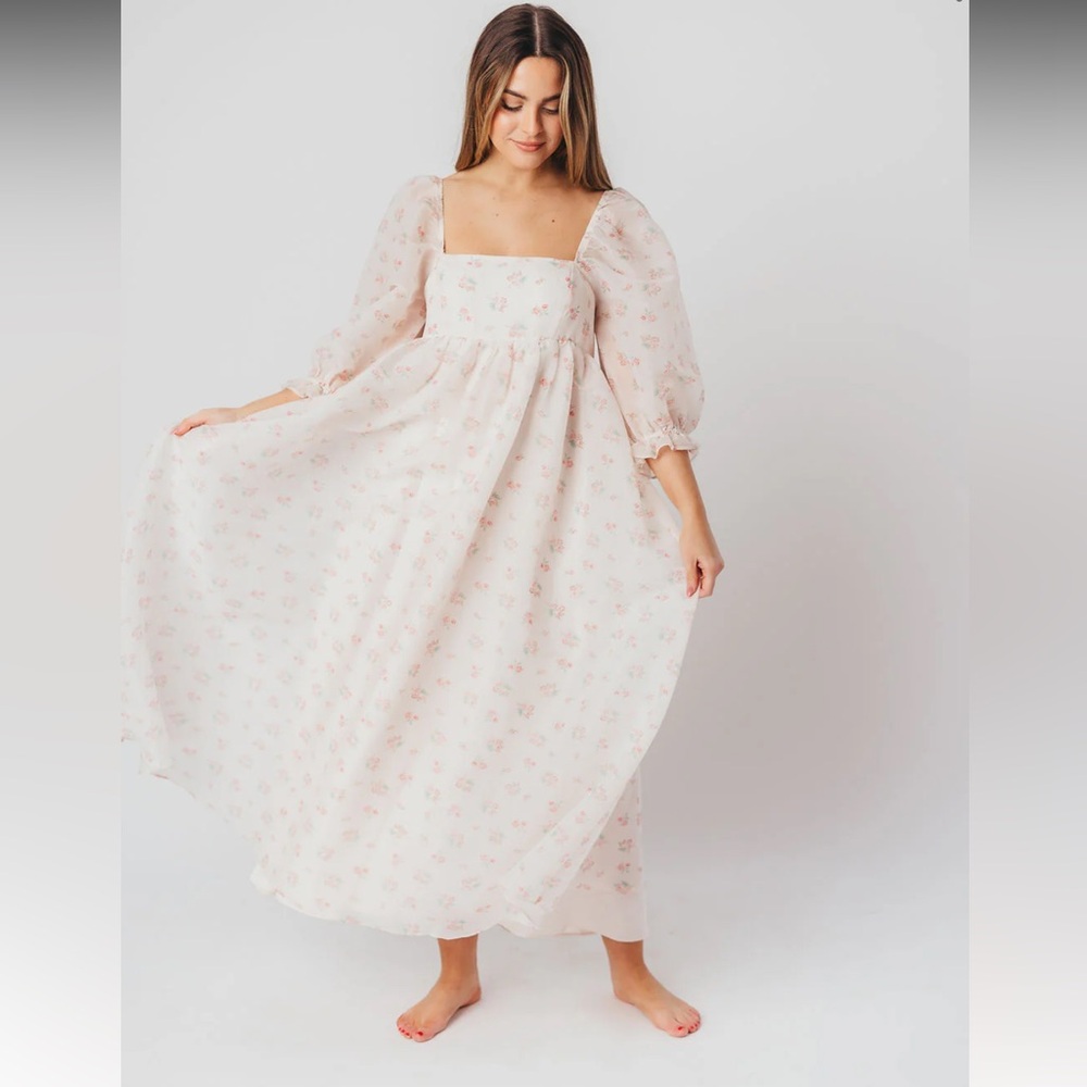 Mona Maxi Dress with Smocking in Blush Floral - Bump Friendly Maternity